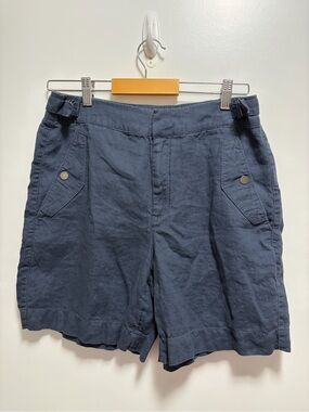 Athleta Voyager 100% Linen Short Blue Womens Size 8